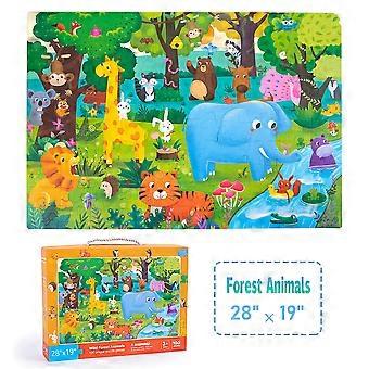 Kids Floor Puzzle 100 Pieces Ages 48, Jumbo Jigsaw with Large Pieces, Forest Animals Educational Toy