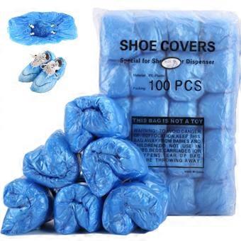 Disposable CPE Shoe Covers 100 Pack Waterproof Non Slip Dustproof Elastic Fit for Home and Lab
