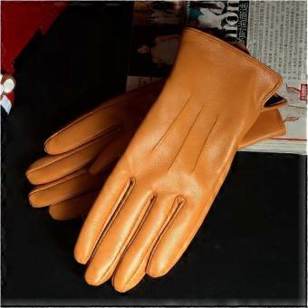 Winter Gloves Women's Ladies Leather Skin Winter Warm Thick Lining White Gloves Colorful Blue Cute Outdoor Short Gloves Windproof Lined Thick_sh1