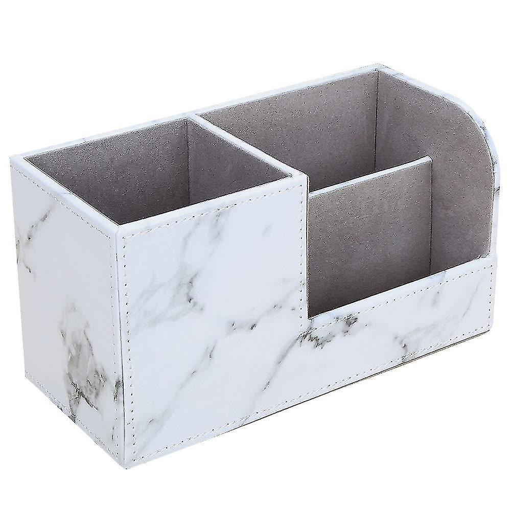 Marble Pattern Leather Multi-function Desk Stationery Organizer Storage Box