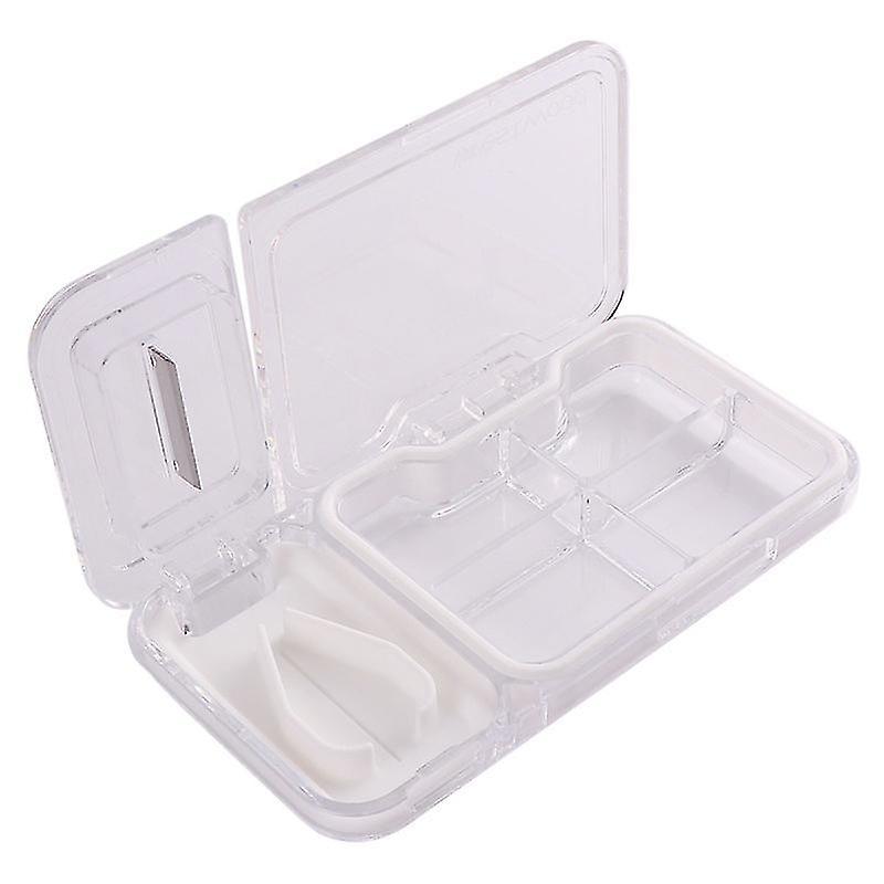 11.9X6.3cm White Pillboxes Portable Pill Cutter Box Plastic Pills Splitter Convenient Medication Div