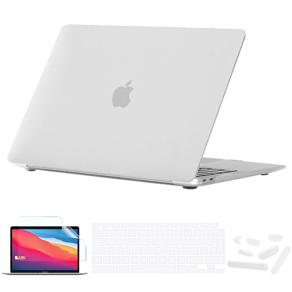 Carbon Fiber White Case Keyboard Cover Screen Protector For Laptop Macbook Air 13 Inch M1 A2337 A2179