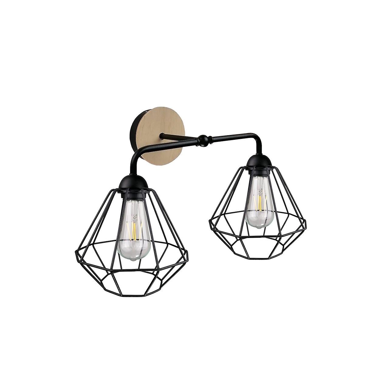 Foskal Wall Lamp Black, Wood, 24cm, 2x E27