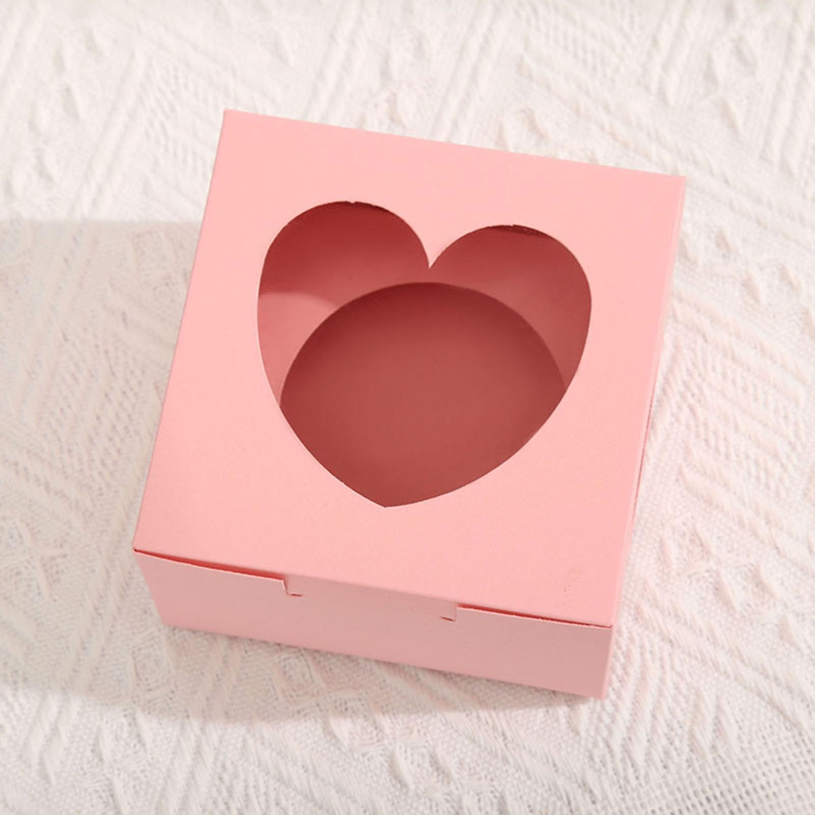 50pcs Valentine's Day Cupcake Boxes Oil-proof With Clear Windows Cupcake Boxes