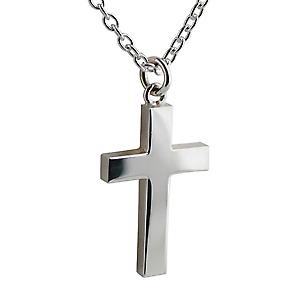 Silver 30x20mm plain solid block Cross with a cable Chain 24 inches