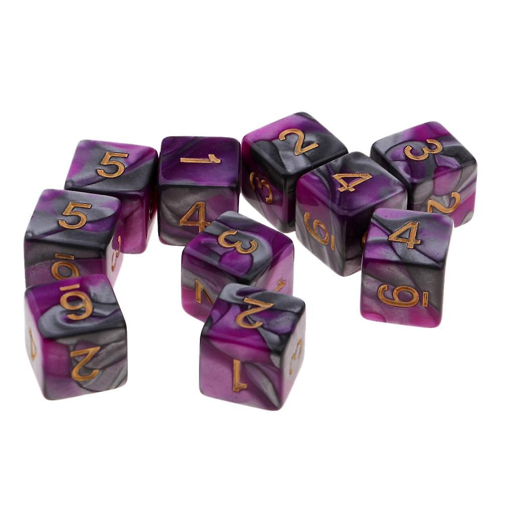 10x 6-sided Game Dice 16mm Dice for Board Games /Teaching Math Purple+Gray