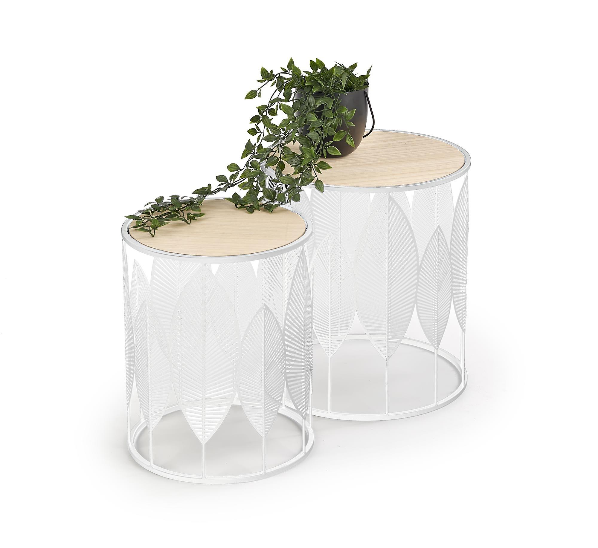 FOLLA - table basse - set de 2 - 40x45x40 cm - blanc