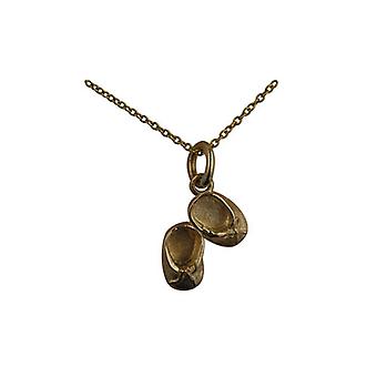 9ct Gold 11x15mm Baby Booties Pendant with a cable Chain 20...