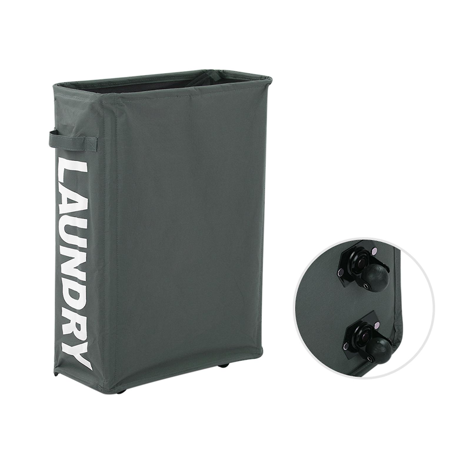 Rolling Slim Laundry Basket With Universal Wheels Corner Foldable