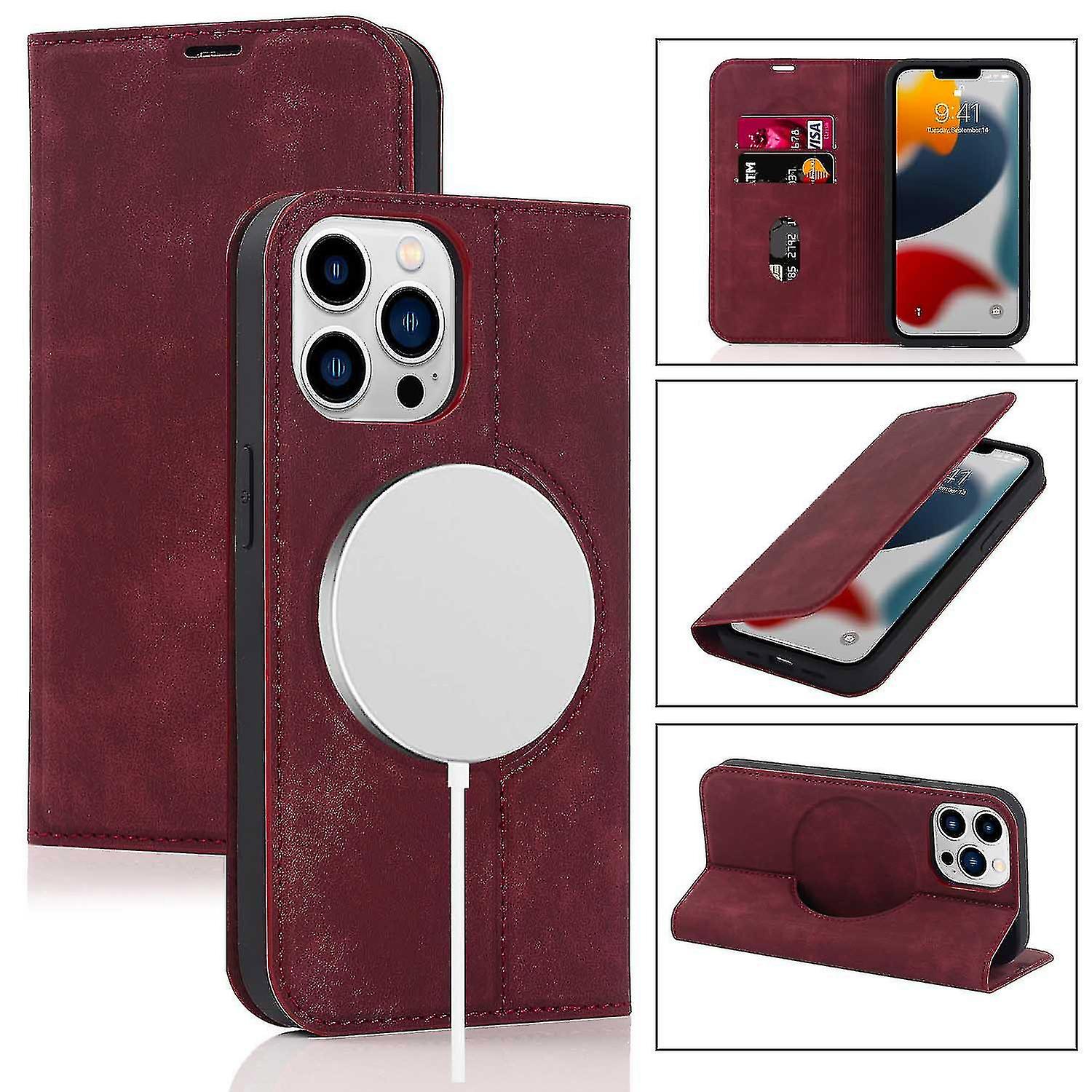 Magnetic Wallet Case Compatible Iphone 13 Pro Max/13 Pro/13, With Rfid Blocking Protective & Stand