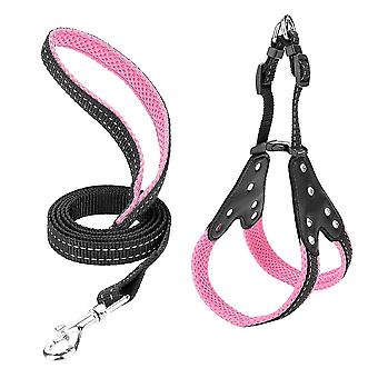 Adjustable Strap Harness Nylon Breathable Belt Rope with Rhinestone for Pet Dogs Pink L