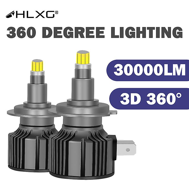 -hlxg 360 Turbo H7 Led Canbus 100w 9012 H8 H11 9005 9006 Hb3 Hb4 Led Auto Light Lamp Bulb Headlight 8 Sides 8000k 6000k 30000lm