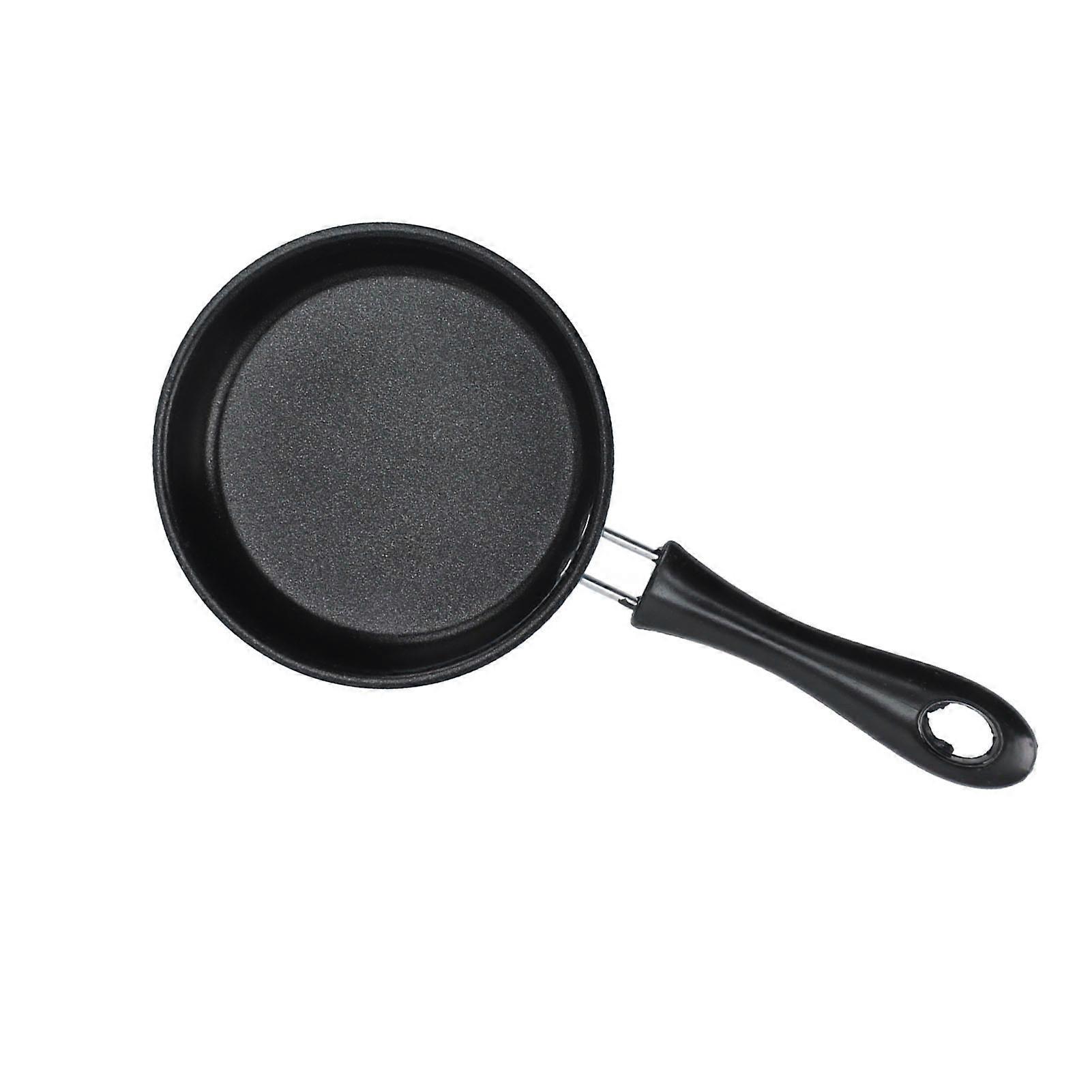 Mini Frying Pan Stainless Steel Prevent Stick Induction Pot Round Breakfast Small Fry Egg Pan with Long Handle 12cm Blue