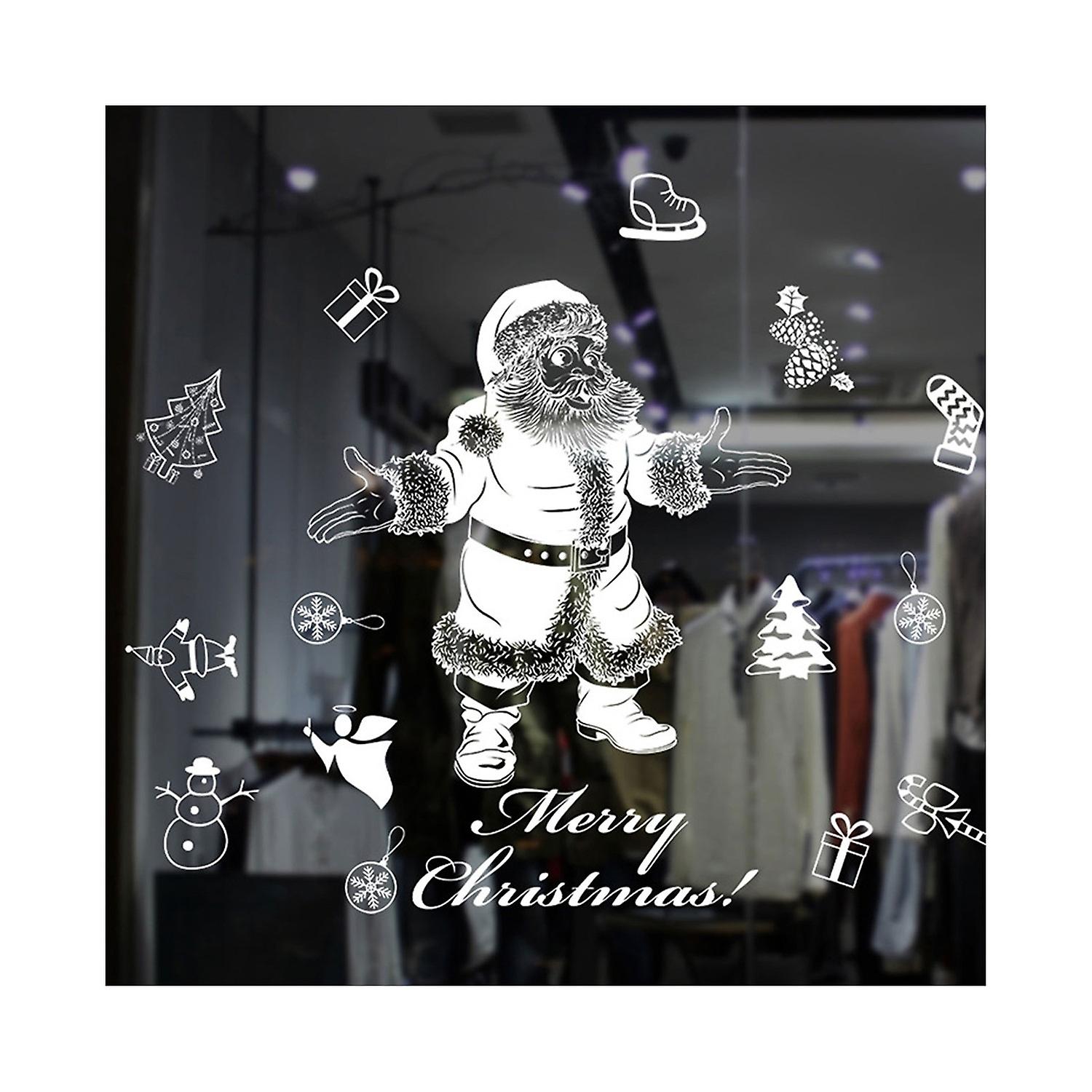 1 Set DIY Nice-looking Christmas Stickers Christmas Snowman Santa Claus Pattern Non-adhesive Static 