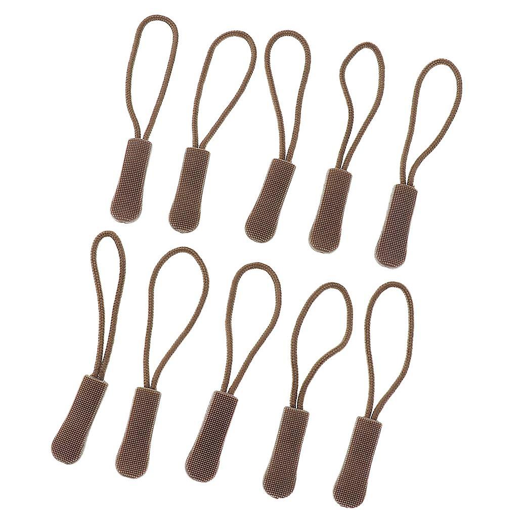 10pcs Zipper Pull Cord Zip Puller Fastener Slider Replacement Tan