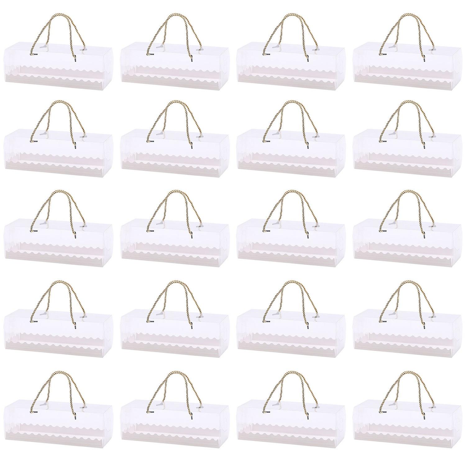 20Pcs Cake Boxes Handheld Easy to Assemble Portable Visible Waterproof PET Transparent Design Rectan