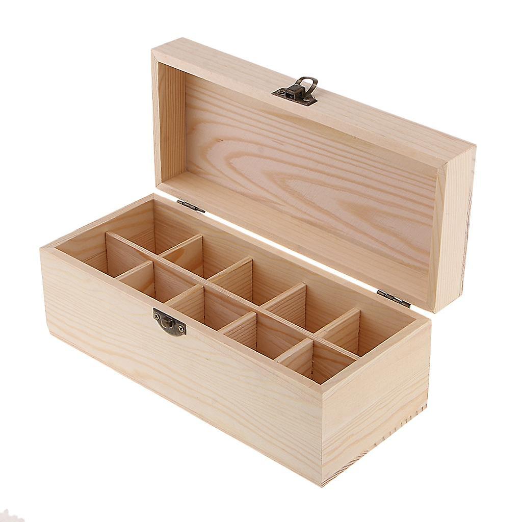 Assorted Natural Unpainted Wooden Box Container Storage Organizer 10 Grids