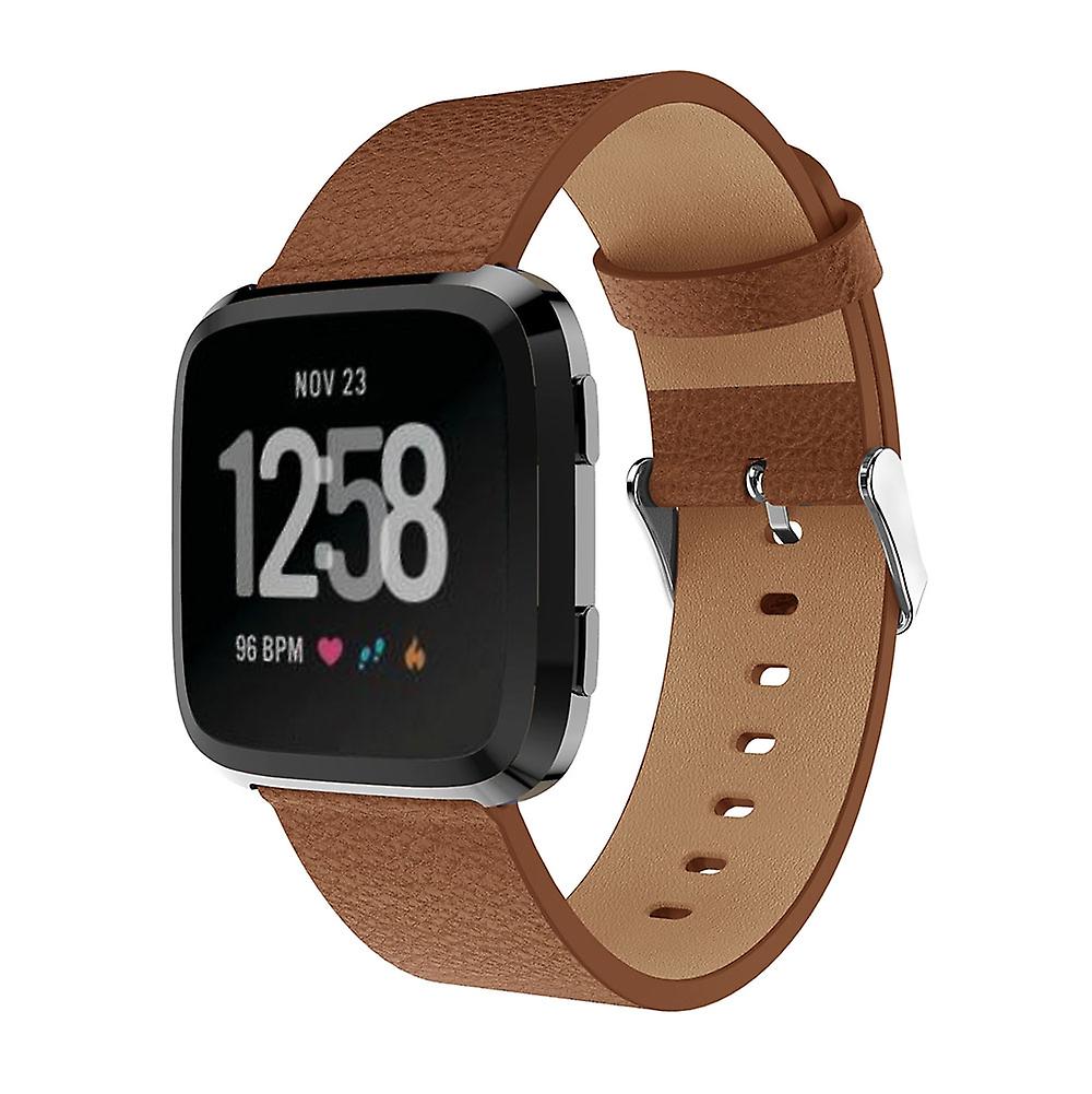 For Fitbit Versa Litchi Texture Genuine Leather Watch Band Strap Replacement,Length: 115 + 85mm