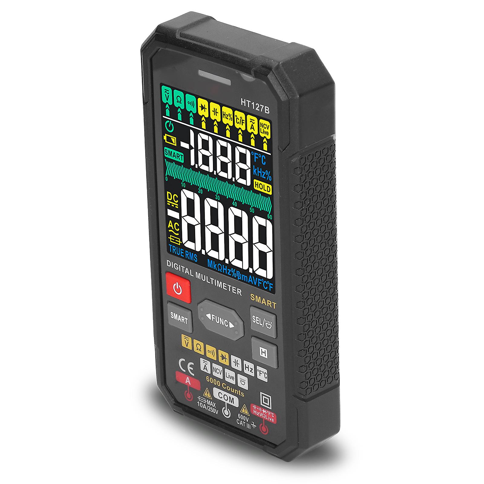 HT127B Digital Multimeter Tester with Color LCD, ABS Pocket