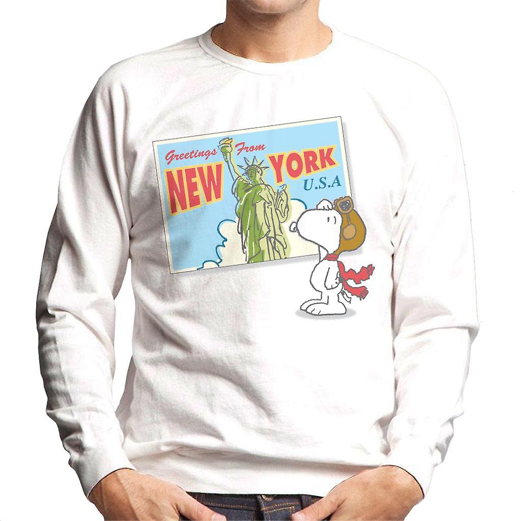 Peanuts Snoopy New York Postcard Design Men's Sweatshirt
