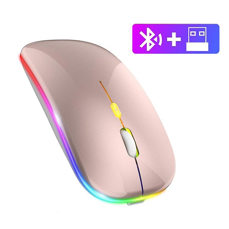 2.4G+Bluetooth Dual Mode Wireless Mouse With USB Receiver Rechargeable RGB Gaming Silent Mouse Ergonomic Optical Mouse For Home Office Laptop Computer