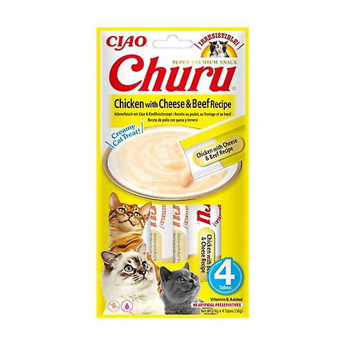 Chicken churu with cheese and beef for cats 4 sticks of 14g (Chicken - Beef/Veal - Cheese - Meat)