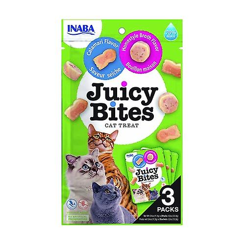 Juicy Bites of homemade broth and squid for cats 3 packets of 11.3g (Chicken - Fish - Tuna - Meat)