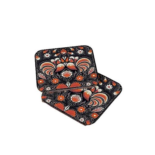 Spanish Talavera Tile Wood Coaster Set