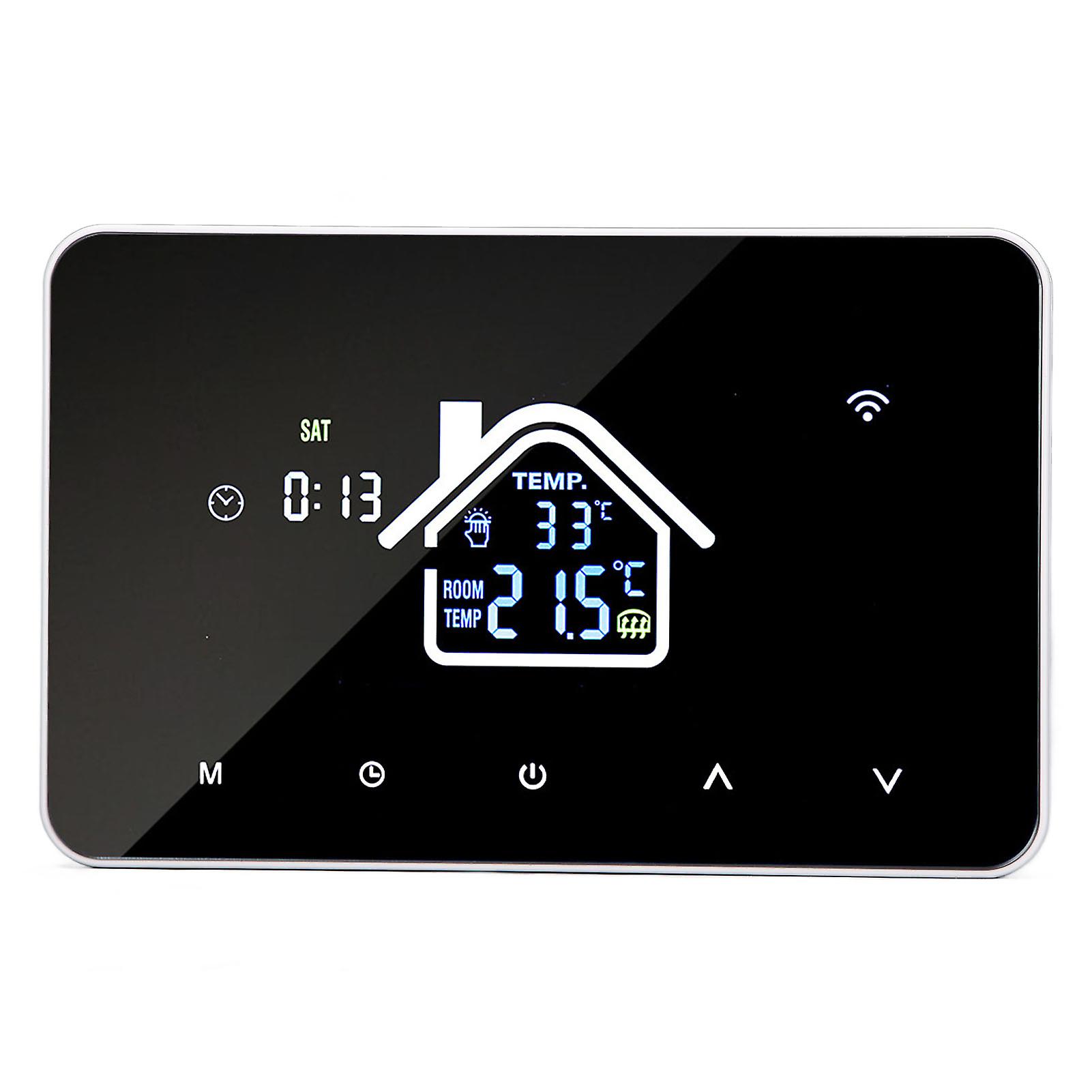 16A Floor Heating Thermostat 4.3" Touch Screen Black AC230V