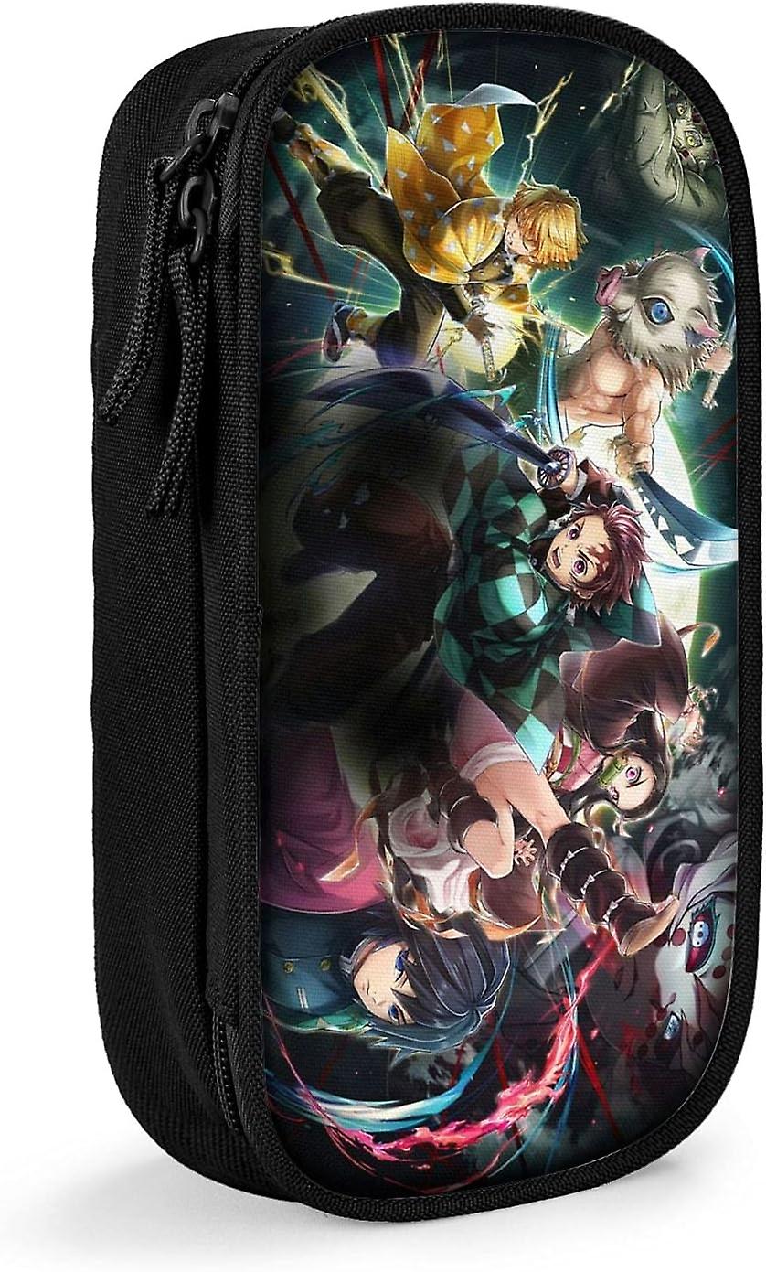 Demon Slayer Anime Large-Capacity Pencil case, Stationery Bag, Multi-Function Stationery Box, Suitable for Young Men and Women-Black SAOE009932