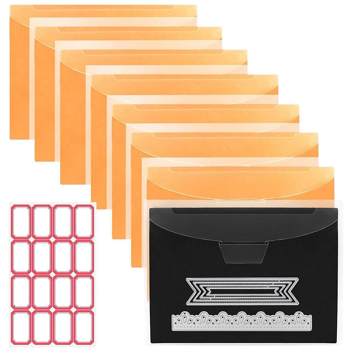 8 PCS Stamp and Die Storage Bag and Magnetic Sheet - Die Storage Set for Cutting,Scrapbooking,Storing Craft Dies,Orange