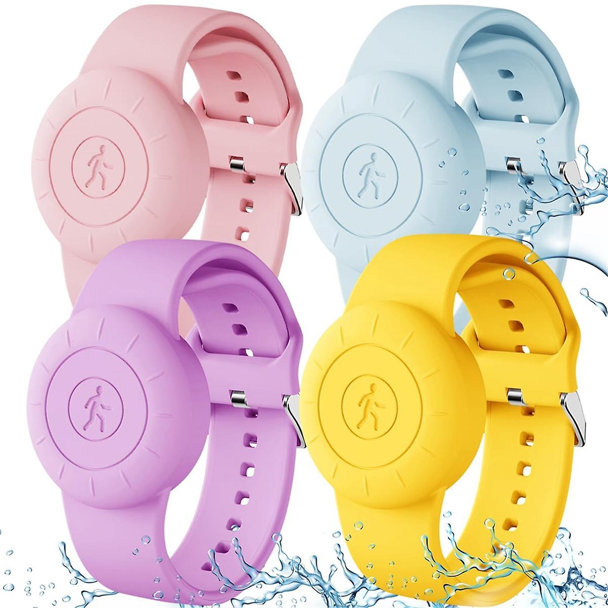 4 Pcs pour Bracelet Enfants Silicone Étanche Boîtier Bracelet Enfants pour AirTags Boîtier Montre Bande D