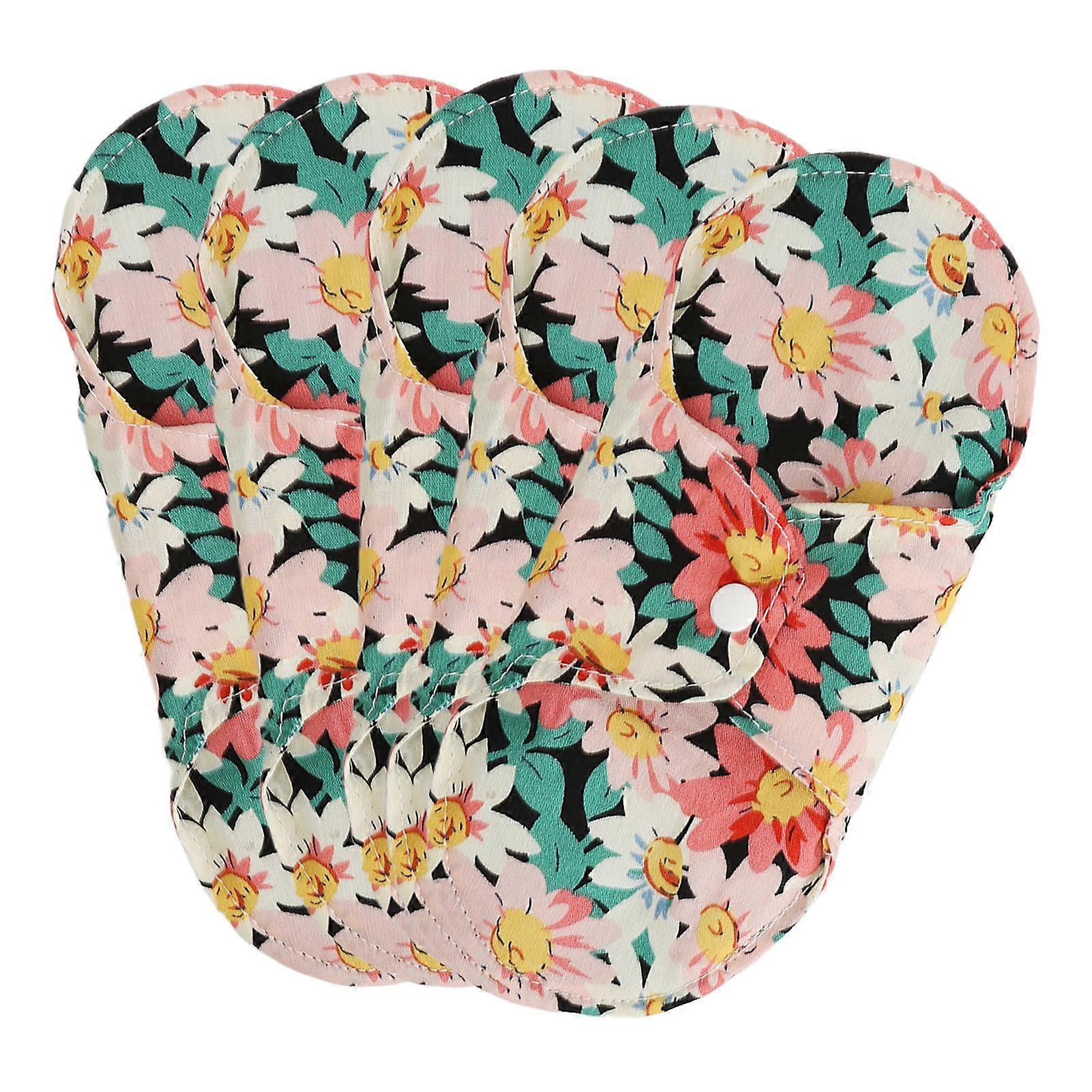 Pack of 5 washable cotton sanitary pads, leak-proof, high absorption, super soft and reusable, 18 x 18 cm