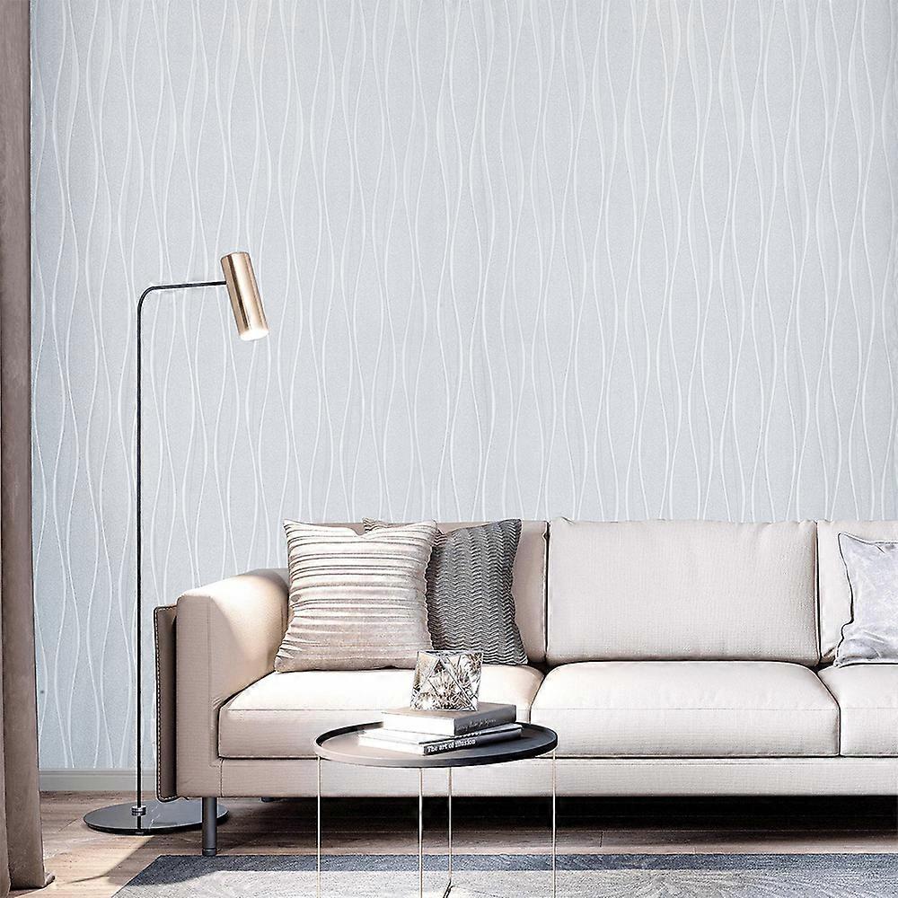 10M Grey Wave Stripe Pattern Metallic Textured Wallpaper