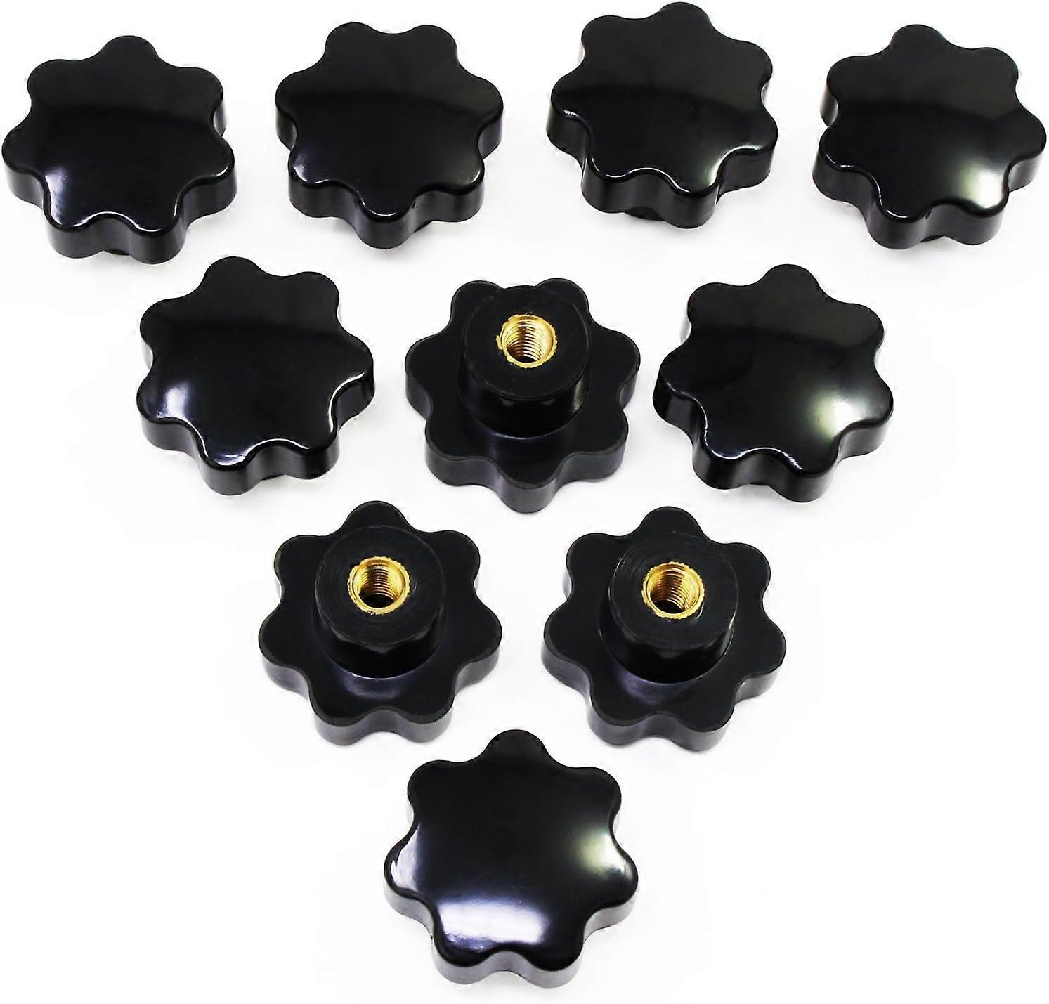 M8 Star Knobs, Female Thread Knurled Knob, Black Plastic Handle Clamp Knobs for Mechanical Equipment