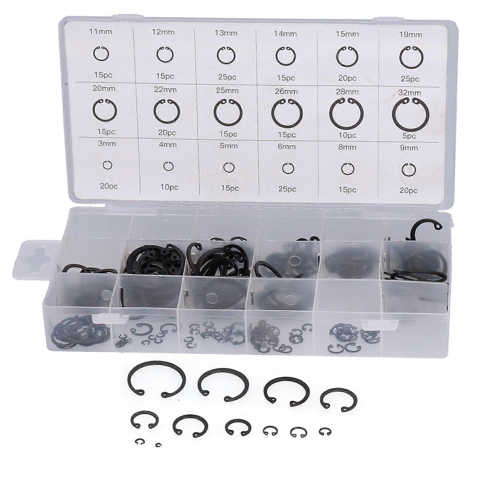 300PCS Snap Ring Assortment Kit Alloy Steel Universal Repairing Tool for Store Home NO.16128