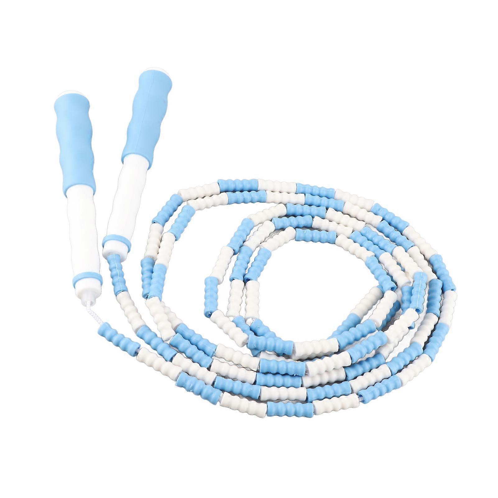 Segmented Jumping Rope Adjustable Untangled Beaded Flexible Pp Plastic Jumping Rope For Kids Blue