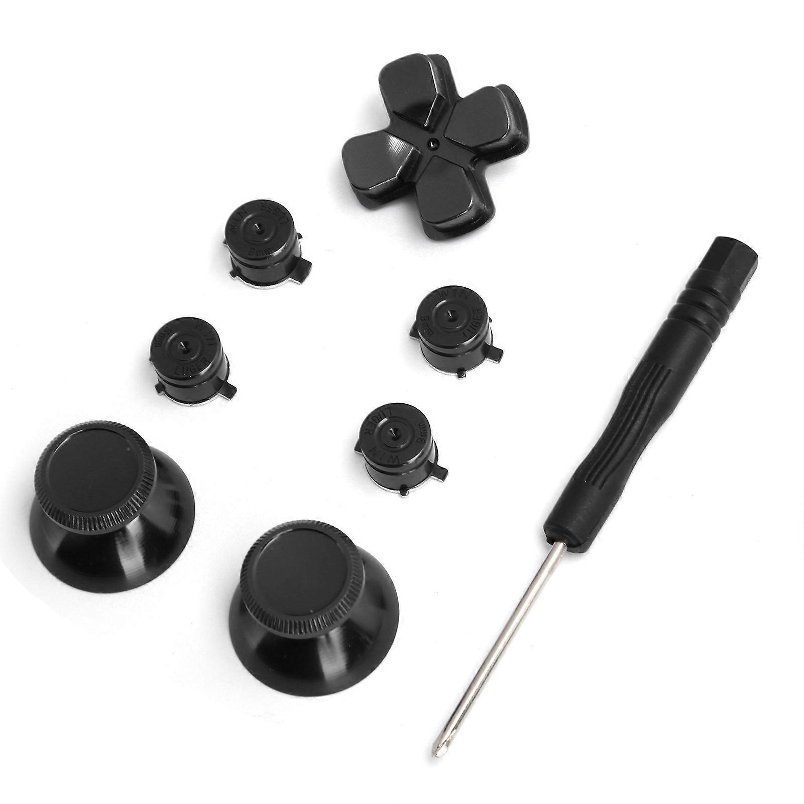 Game Controller Aluminum Alloy Buttons Thumb Stick Set Replacement Parts For Ps4black