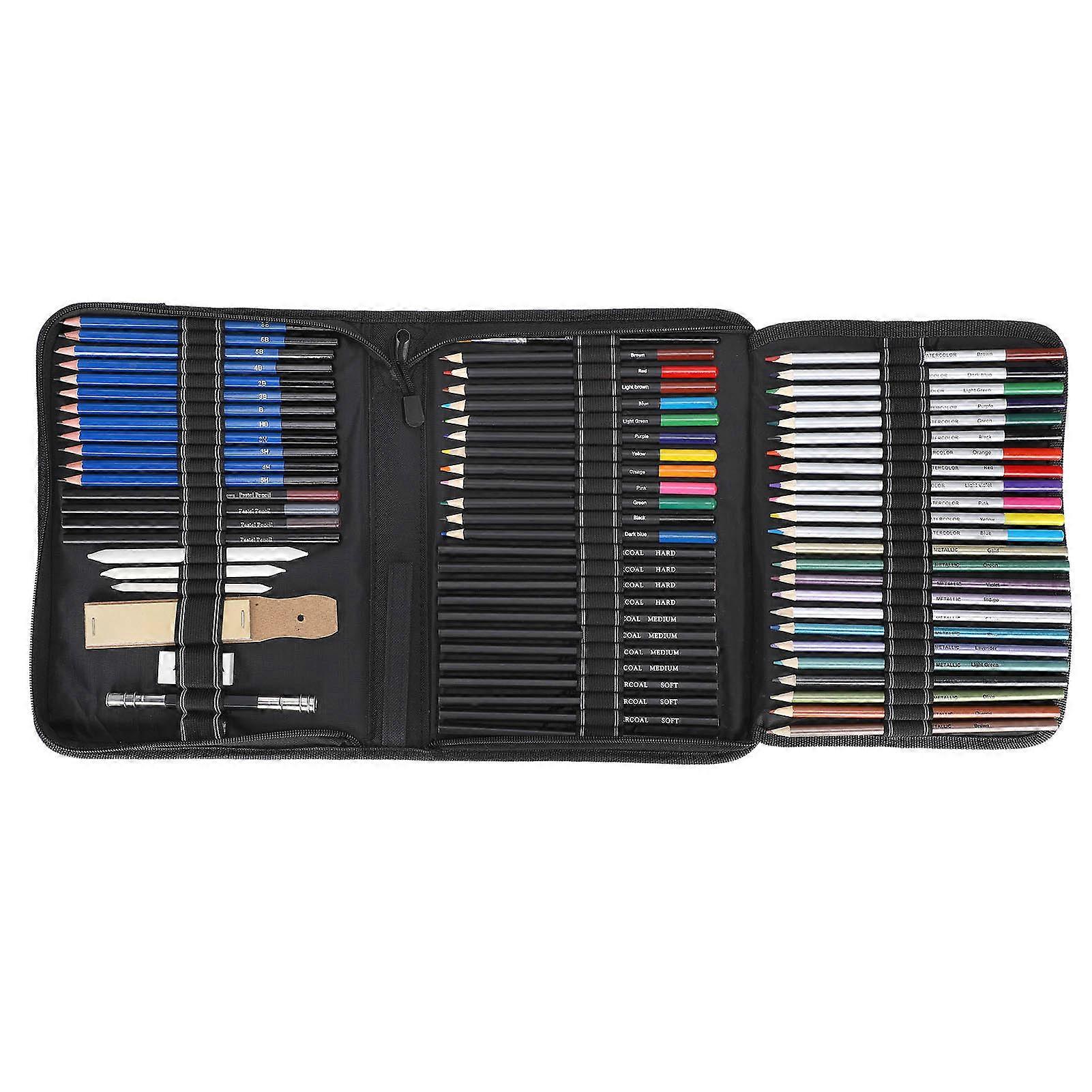 مجموعة قلم رصاص ملون المهنية الكبار أداة الرسم القرطاسية حقيبة النايلون