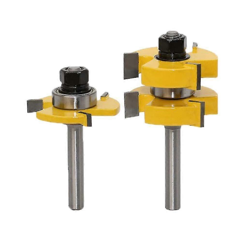 Tongue and Groove Set 8mm Shank 1-1/4 Inch Blade Length T Shape Woodworking Milling Cutter Chisel Tools