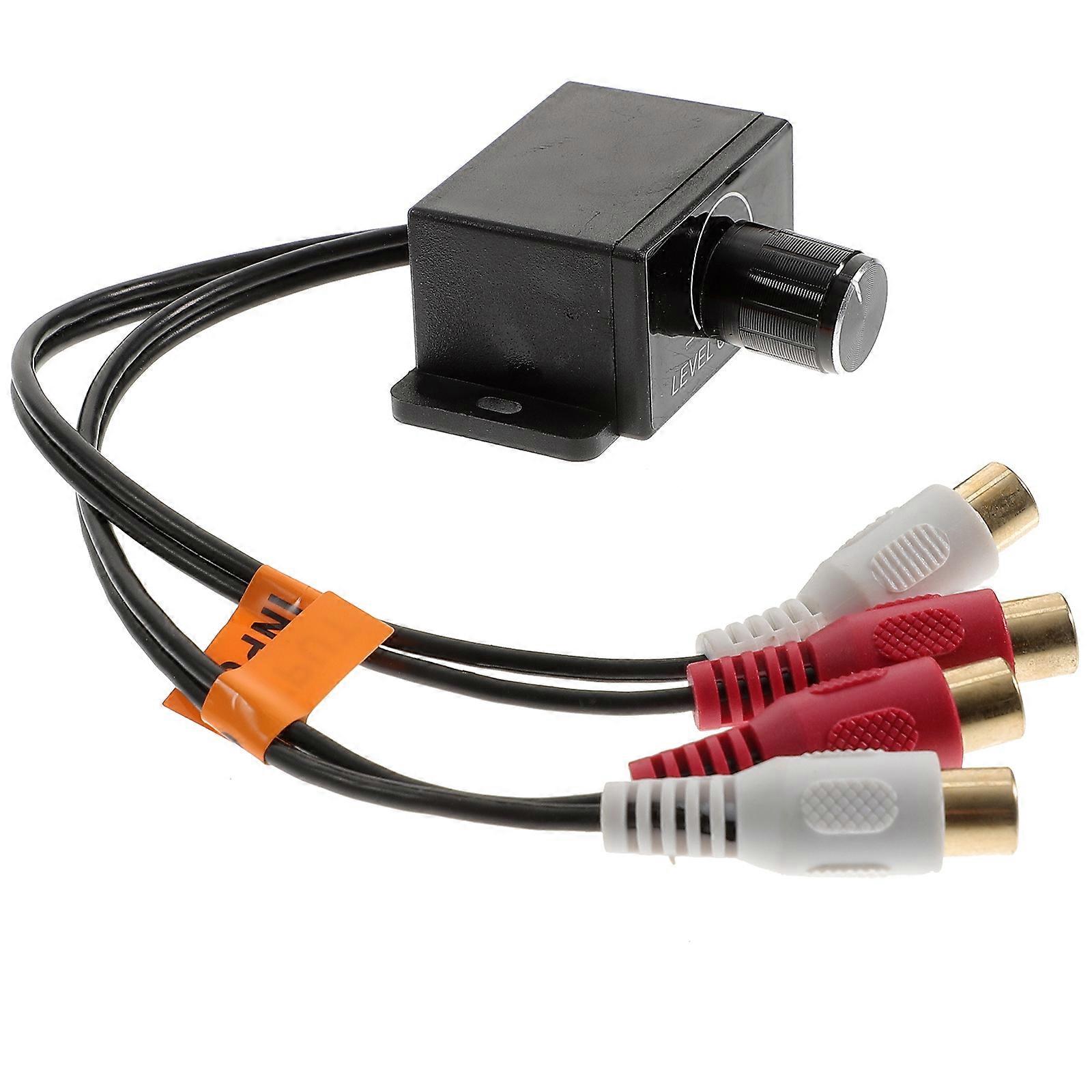 Car Stereo Amplifier Gain Level Bass Audio Volume Control Knob with 2 RCA Connector