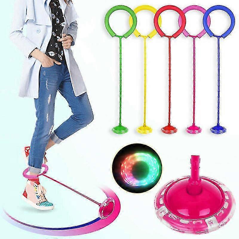 Pink Kids Led Flashing Skip Ball Ring Ankle Jump Ropes Exercise Skipping Fun Toy Gift