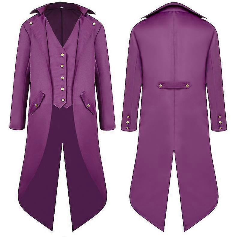 Men Middle Ages Ancient Swallowtail Coat Long Dress Tailcoat