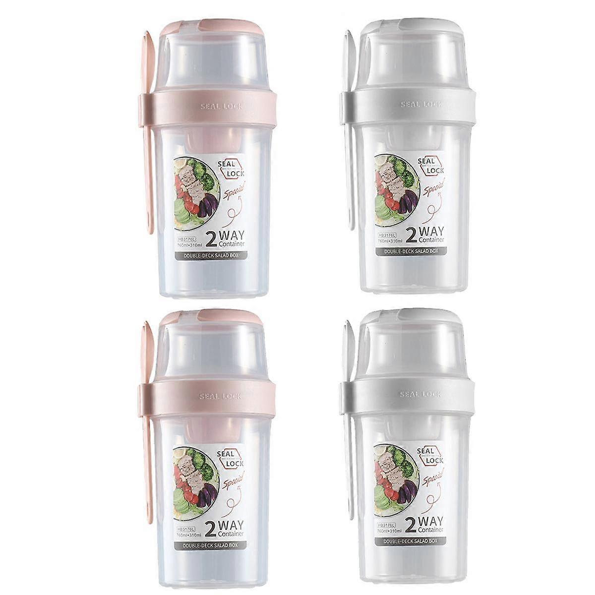 Leak-Proof Overnight Oats Containers with Lids - Yogurt Containers with Lids - Mason Jars Stackable Design, 4-Pack