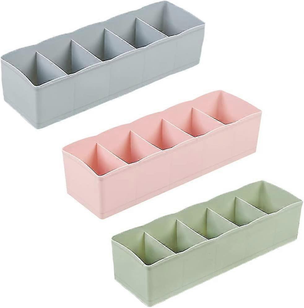 Pieces Drawer Organizer For Underwear, Plastic Underwear Organizer, Abs Plastic Stackable Drawer Organizers For Bra, Sock, Tie, Scarf (3 Colors)