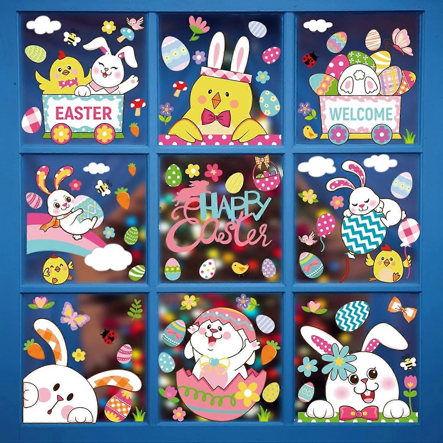 9 Sheets Easter Window Stickers,126Pcs Easter Stickers Easter Decorations,for Window Decorations (Easter-A)