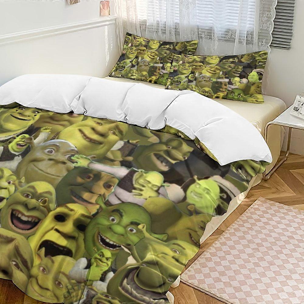 x258 Shrek Conjunto de Cama de 3 Peças Capa de Edredom Macia e Quente e Confortável Conjunto de Cama com 1 Capa de Edredom e 2 Fronhas para Quarto b258