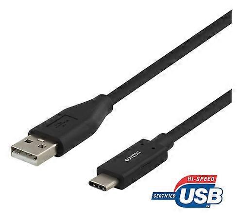 Cable USB-C a USB-A Deltaco, 1 m, USB 2.0 - Negro
