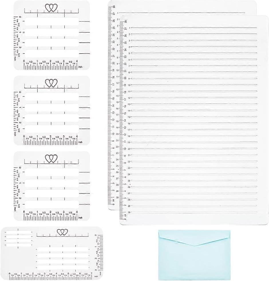 6pcs Template Stencil 4pcs Envelope Addressing Guide Stencil 2pcs Straight Line Stencil Writing Template Line Drawing Stencil Template Ruler Guide for