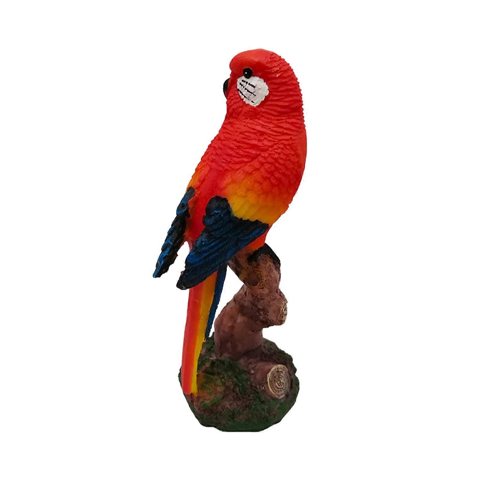 Parrot Statue Bird Model Decoration Ornament for Fireplace Bookshelf Cabinet Red